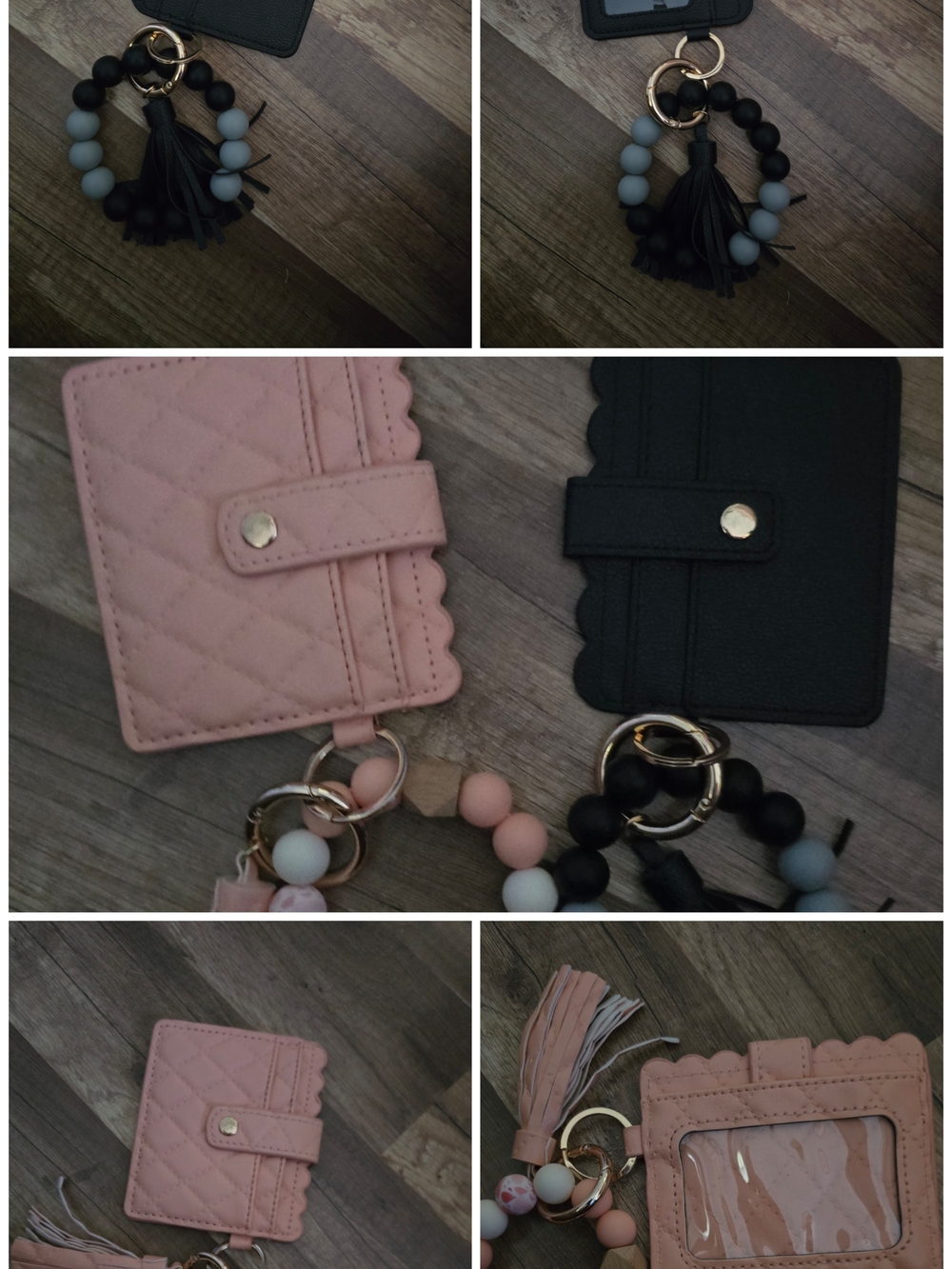 Quilted Scallop Card Holder with Beaded Keychain